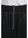 Hlače Sisley za žene, boja: crna, široke, visoki struk
