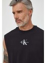 Pamučna majica Calvin Klein Jeans za muškarce, boja: crna