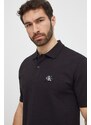 Polo majica Calvin Klein Jeans za muškarce, boja: crna, s aplikacijom