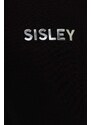 Dječja pamučna dukserica Sisley boja: crna, s kapuljačom, bez uzorka