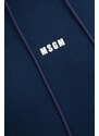 Pamučna dukserica MSGM za muškarce, boja: tamno plava, s kapuljačom, bez uzorka