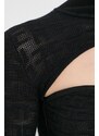 Pulover Elisabetta Franchi za žene, boja: crna, lagani, s dolčevitom