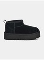 Dječje cipele za snijeg od brušene kože UGG CLASSIC ULTRA MINI PLATFORM boja: crna