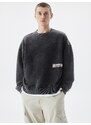 Pull&Bear Sweater majica antracit siva / bijela