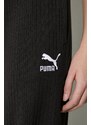 Donji dio trenirke Puma CLASSICS Ribbed Relaxed Pants boja: crna, s aplikacijom, 624268