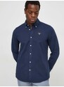 Košulja Barbour za muškarce, boja: tamno plava, regular, s button-down ovratnikom