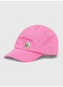 Pamučna kapa sa šiltom za bebe Emporio Armani boja: ružičasta, s aplikacijom