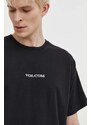 Pamučna majica Volcom za muškarce, boja: crna, s aplikacijom