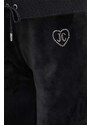 Donji dio trenirke od velura Juicy Couture boja: crna, s aplikacijom