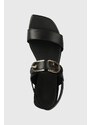 Kožne sandale Furla FLOW za žene, boja: crna, YH72FOW BX2680 O6000