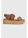Kožne sandale MICHAEL Michael Kors Colby za žene, boja: smeđa, s platformom, 40S4COFS1L