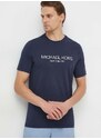 Pamučna majica Michael Kors za muškarce, boja: tamno plava, s tiskom