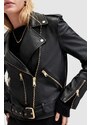 Kožna jakna AllSaints BALFERN za žene, boja: crna, za prijelazno razdoblje