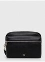 Kožna kozmetička torbica Calvin Klein Jeans boja: crna