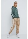 Pamučna dukserica adidas Originals za žene, boja: zelena, s kapuljačom, uzorkom