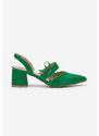 Zapatos salonke na blok petu Tanada zeleno