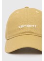 Pamučna kapa sa šiltom Carhartt WIP Canvas Script Cap boja: bež, bez uzorka, I028876.22WXX