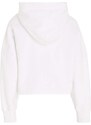Dječja pamučna dukserica Calvin Klein Jeans boja: bijela, s kapuljačom, s tiskom