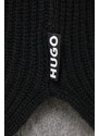 Vuneni pulover HUGO za žene, boja: crna, s poludolčevitom