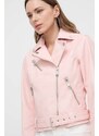Rokerica Guess za žene, boja: ružičasta, za prijelazno razdoblje