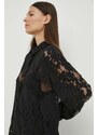 Pamučna haljina Herskind boja: crna, midi, oversize