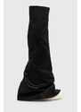 Čizme Rick Owens Denim Boots Fetish za žene, boja: crna, ravni potplat, DS01D1815.BF.911