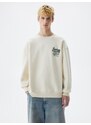 Pull&Bear Sweater majica menta / tamno zelena / prljavo bijela