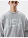 Pull&Bear Sweater majica svijetlosiva / bijela