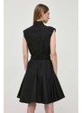 Pamučna haljina Pinko boja: crna, mini, širi se prema dolje, 103111 A1P4