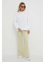 Hlače Calvin Klein Jeans za žene, boja: zelena, ravni kroj, visoki struk