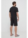Pidžama Lacoste za muškarce, boja: crna, s uzorkom