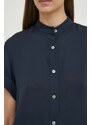 Svilena košulja Theory boja: tamno plava, regular, s ruskim ovratnikom
