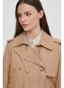 Pamučna jakna Lauren Ralph Lauren boja: bež, za prijelazno razdoblje