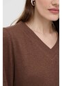 Lanena bluza Max Mara Leisure boja: smeđa, bez uzorka, 2416941058600