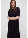 Pamučna haljina Weekend Max Mara boja: crna, midi, širi se prema dolje