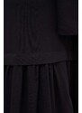 Pamučna haljina Weekend Max Mara boja: crna, midi, širi se prema dolje