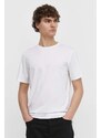 Pamučna majica Theory za muškarce, boja: bijela, bez uzorka