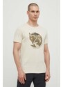 Pamučna majica Fjallraven Arctic Fox T-shirt za muškarce, boja: bež, s tiskom, F87220