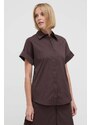 Košulja za plažu Max Mara Beachwear za žene, boja: smeđa, regular, s klasičnim ovratnikom, 2416111019600