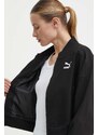 Bomber jakna Puma Classics Shiny Bomber za žene, boja: crna, za prijelazno razdoblje, 623696