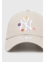 Pamučna kapa sa šiltom New Era boja: bež, s aplikacijom, NEW YORK YANKEES