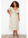 Trendyol krivulja Raznobojna haljina s cvjetnim printom
