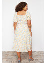 Trendyol krivulja Raznobojna haljina s cvjetnim printom