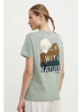 Pamučna majica Fjallraven Nature T-shirt za žene, boja: zelena, F84787