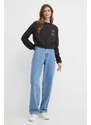 Pamučna dukserica Calvin Klein Jeans za žene, boja: crna, s tiskom, J20J223081