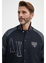 Bomber jakna s primjesom vune Armani Exchange boja: tamno plava, za prijelazno razdoblje