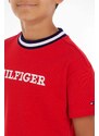 Dječja majica kratkih rukava Tommy Hilfiger boja: crvena, s tiskom
