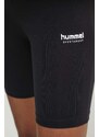 Kratke hlače Hummel za žene, boja: crna, s tiskom, visoki struk