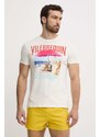 Pamučna majica Vilebrequin PORTISOL za muškarce, boja: bež, s tiskom, PTSAP386