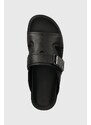 Kožne natikače Calvin Klein 3 STRAP W/ ICONIC PLAQUE za muškarce, boja: crna, HM0HM01382